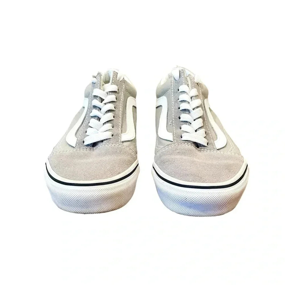 Vans Off the Wall unisex suede leather lace-up sneaker SZ 6.5 women gray white